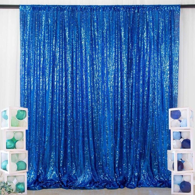ShiDianYi 8 X 8, Ready to Dispatch,Sequin Backdrops, Sequin Photo Booth Backdrop, Party Wedding Sparkling Photography Prop (8ftx8ft, Royal Blue) - Image 2